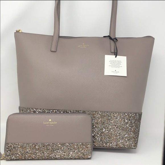 kate spade Handbags - NWT kate spade ♠️ bag & wallet set sparkly 💖